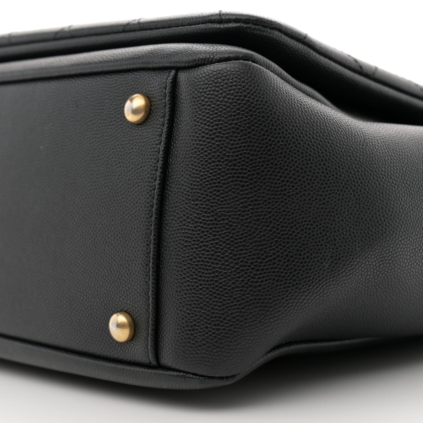 Grained Calfskin Stitched Lady Coco Top Handle Tote Black