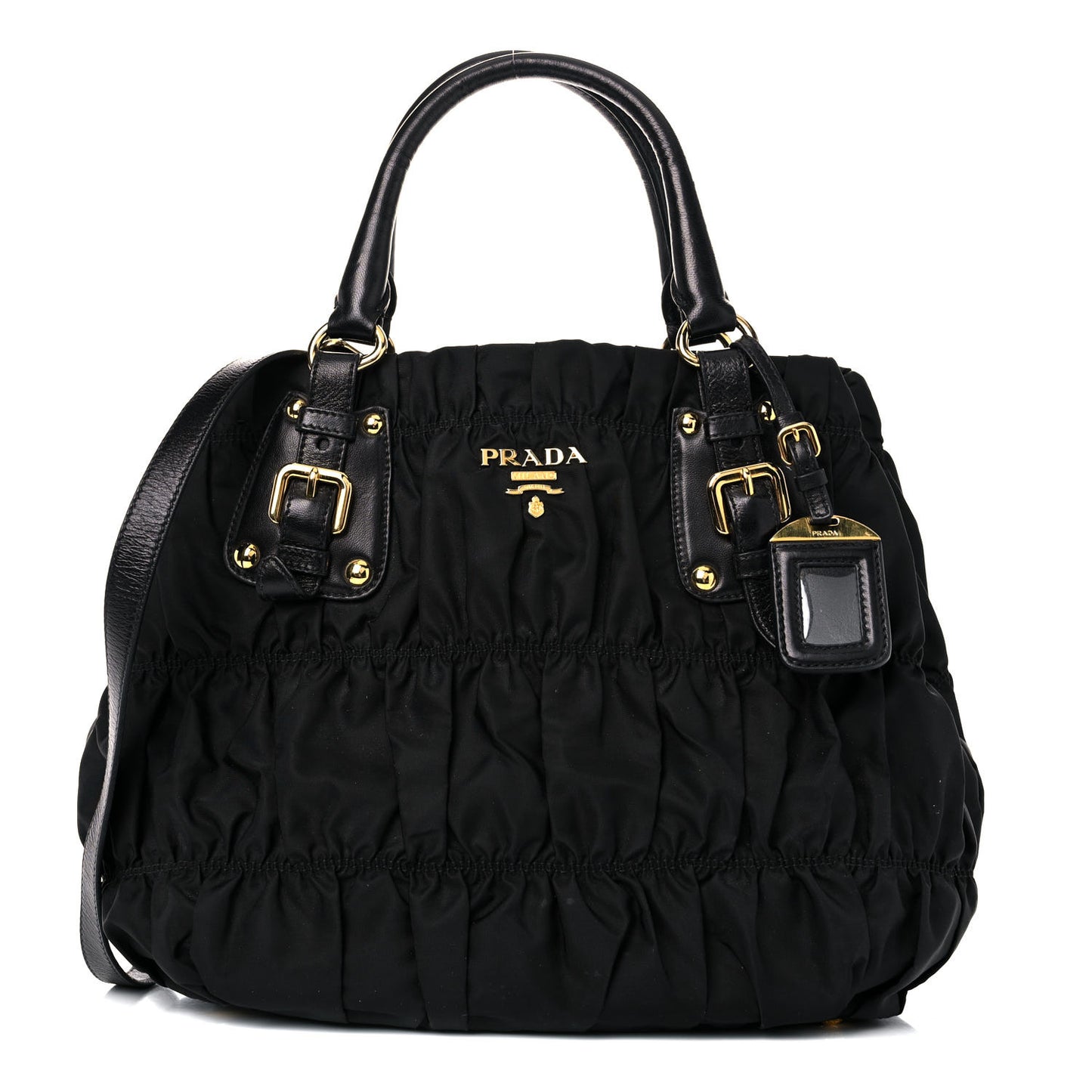 Tessuto Nylon Nappa Gaufre Shopping Satchel Black