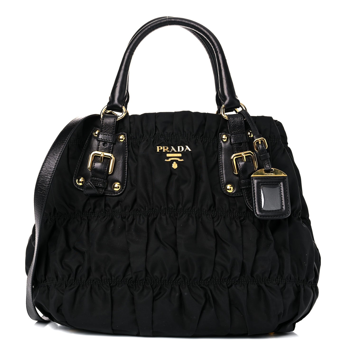 Prada Tessuto Nylon Nappa Gaufre Shopping Satchel Black 1 of 15