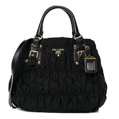 Prada Tessuto Nylon Nappa Gaufre Shopping Satchel Black 1 of 15