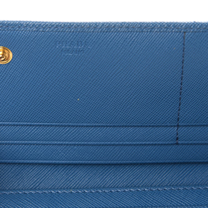 Prada Saffiano Metal Continental Flap Wallet Cobalto 8 of 11