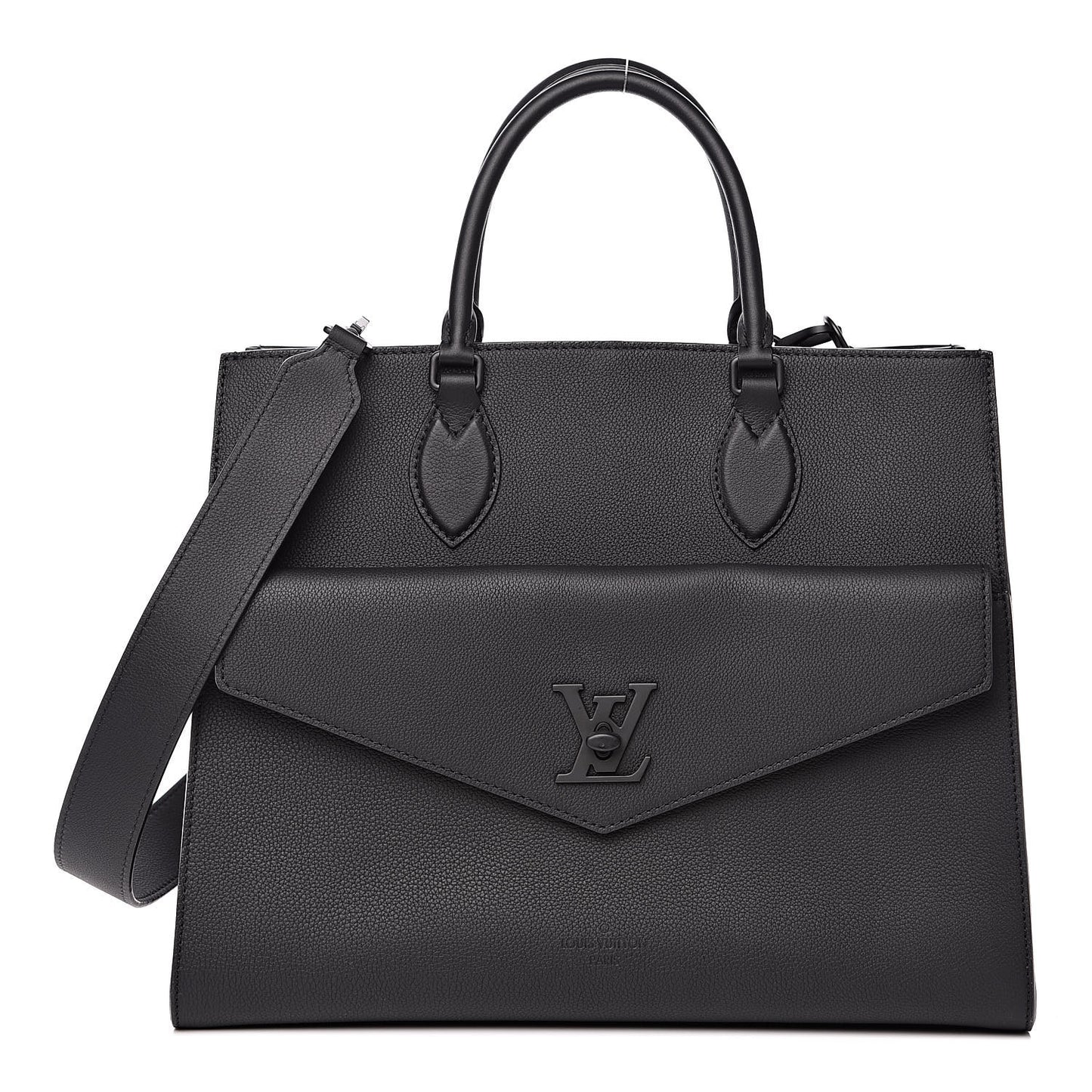 Soft Calfskin Lockme Tote MM Black