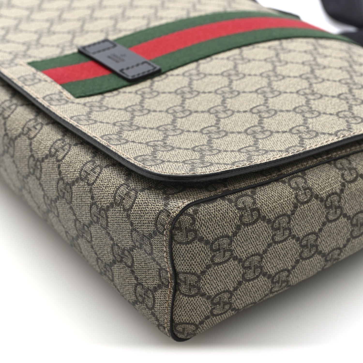 Gucci GG Supreme Monogram Web Flap Messenger Bag Black 10 of 10