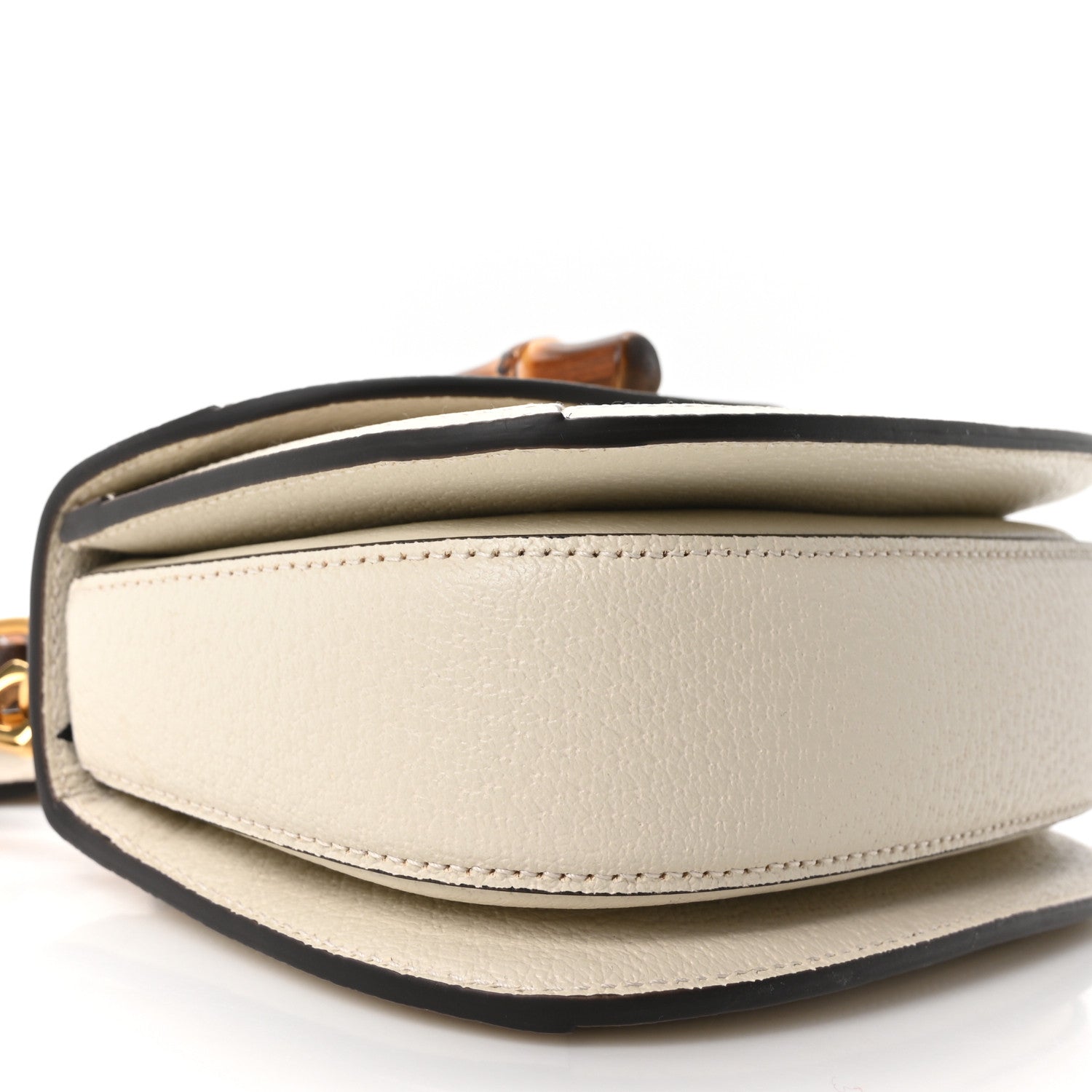 Gucci Monogram Jumbo GG Textured Dollar Calfskin Web Small Bamboo 1947 Top Handle Bag Off White 9 of 10