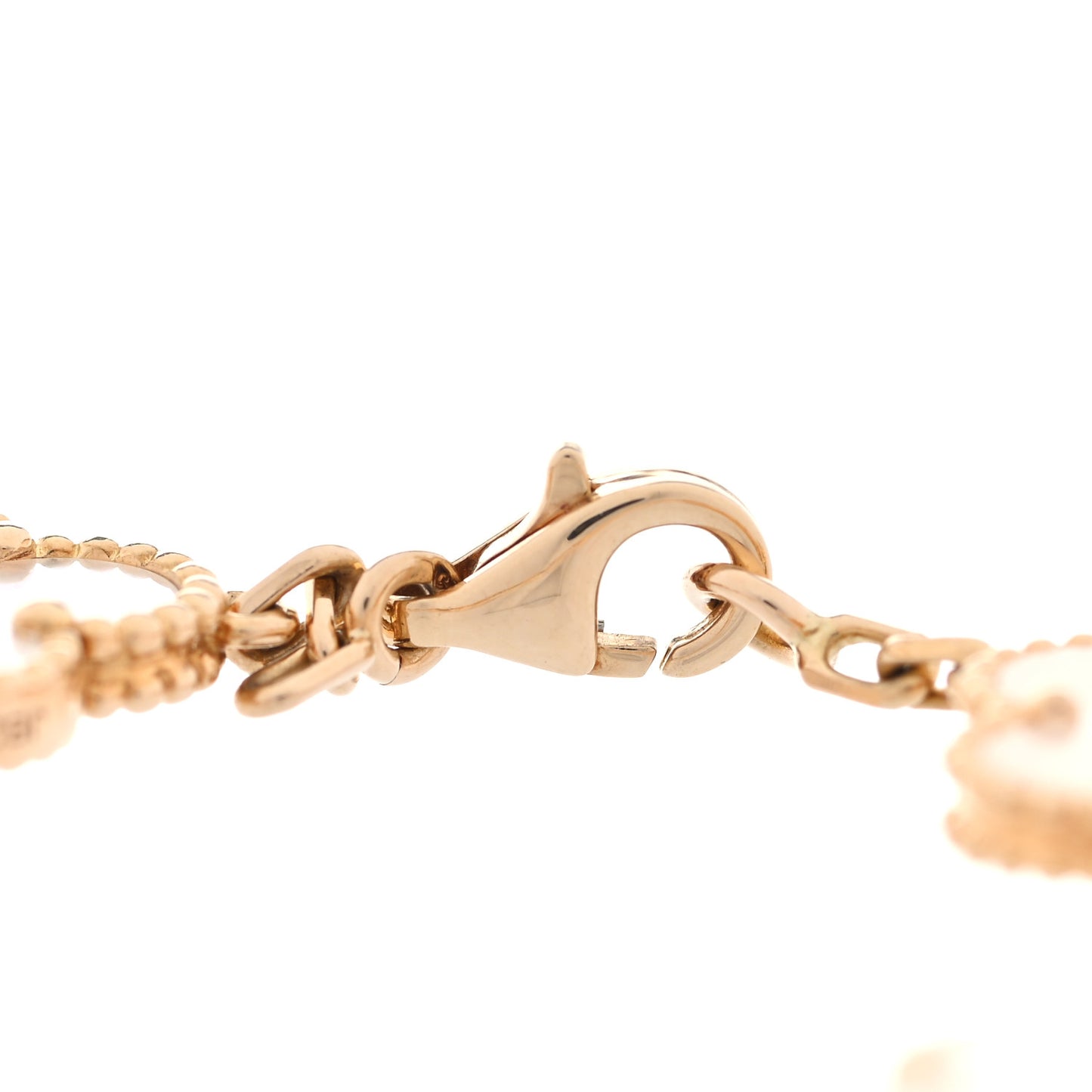 18K Yellow Gold Mother of Pearl 5 Motifs Vintage Alhambra Bracelet