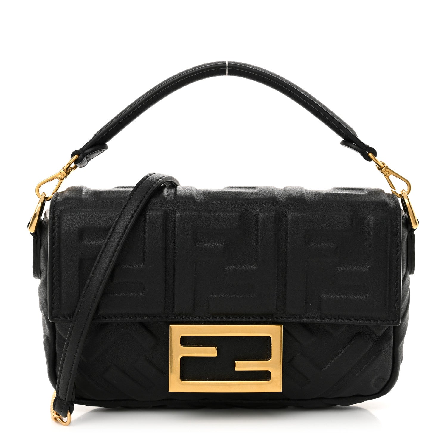 Fendi Nappa FF 1974 Embossed Mini Baguette Black 1 of 12