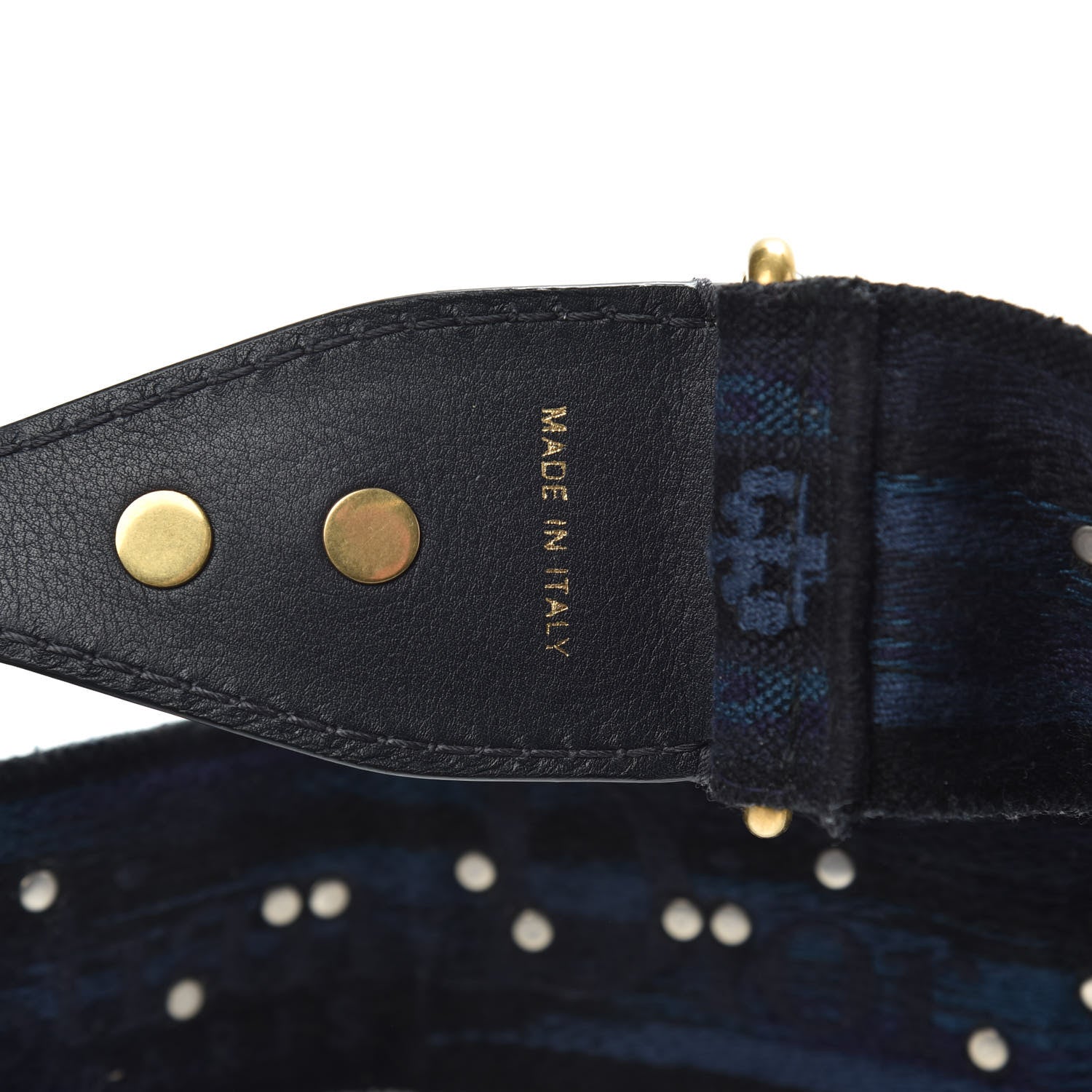Christian Dior Canvas Embroidered Studded Bohemian Shoulder Strap Blue 4 of 5