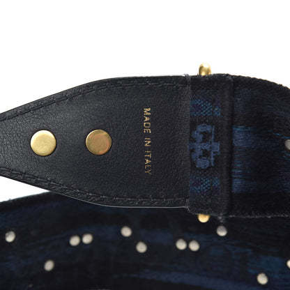 Christian Dior Canvas Embroidered Studded Bohemian Shoulder Strap Blue 4 of 5