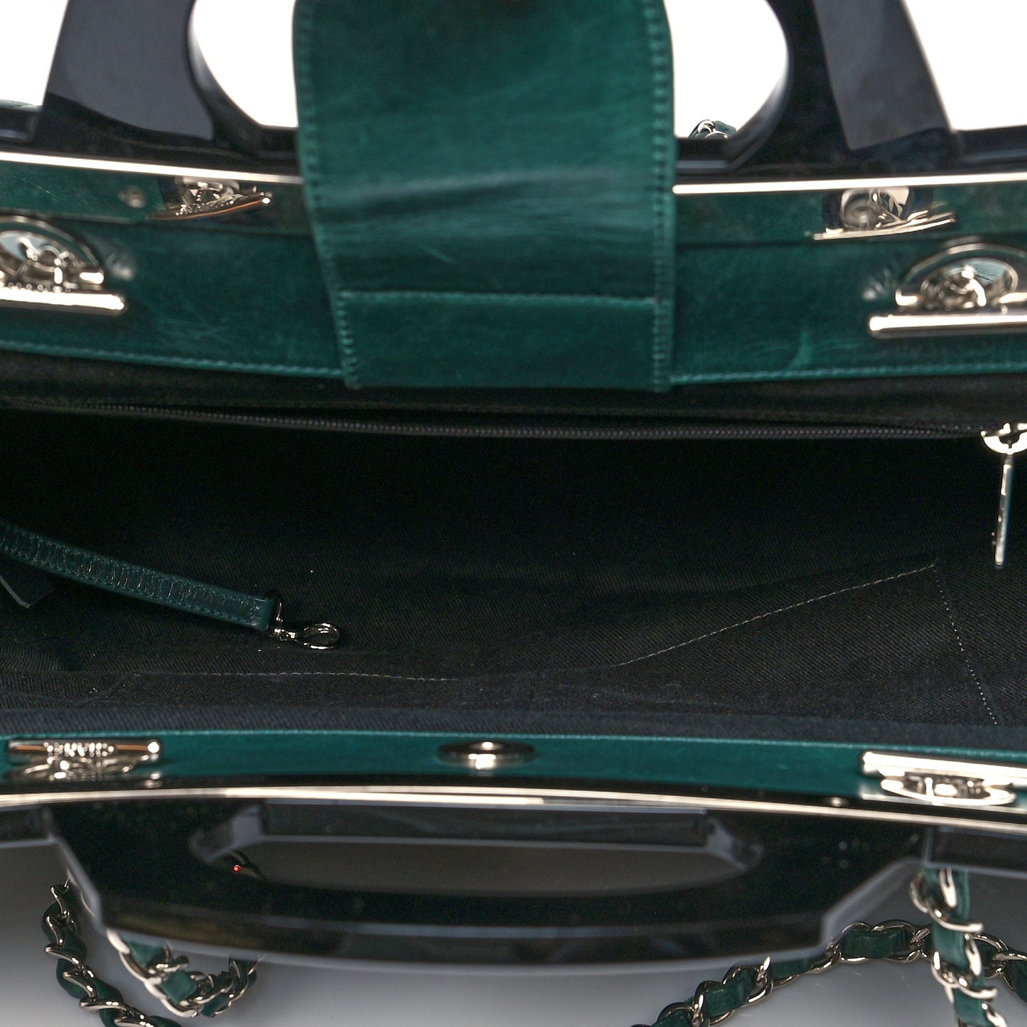 Glazed Calfskin Quilted Large CC Delivery Tote Green