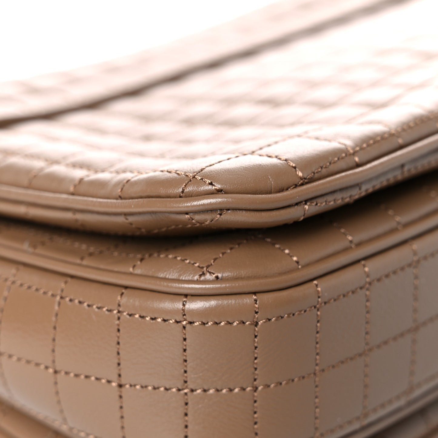 Calfskin Quilted Medium C Bag Camel