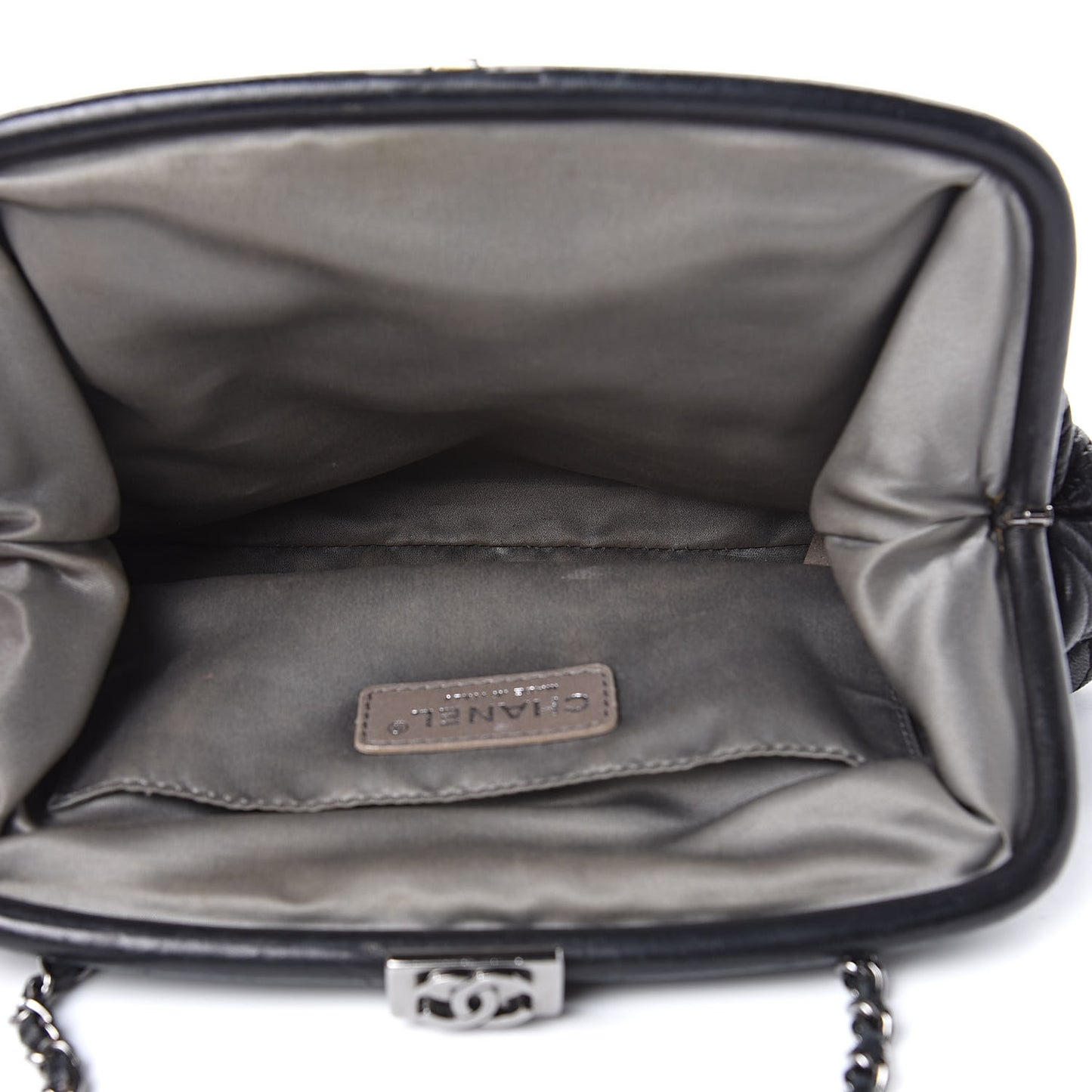Lambskin Quilted Sharpei Frame Tote Black