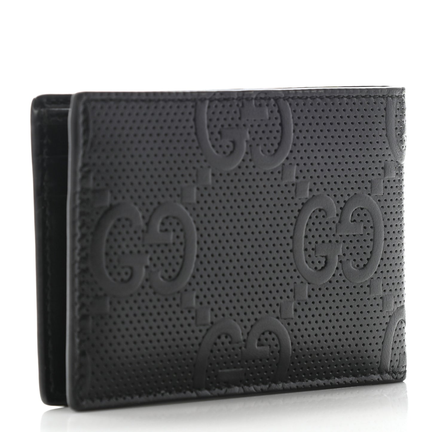 Calfskin GG Tennis Embossed Bi-Fold Wallet Black