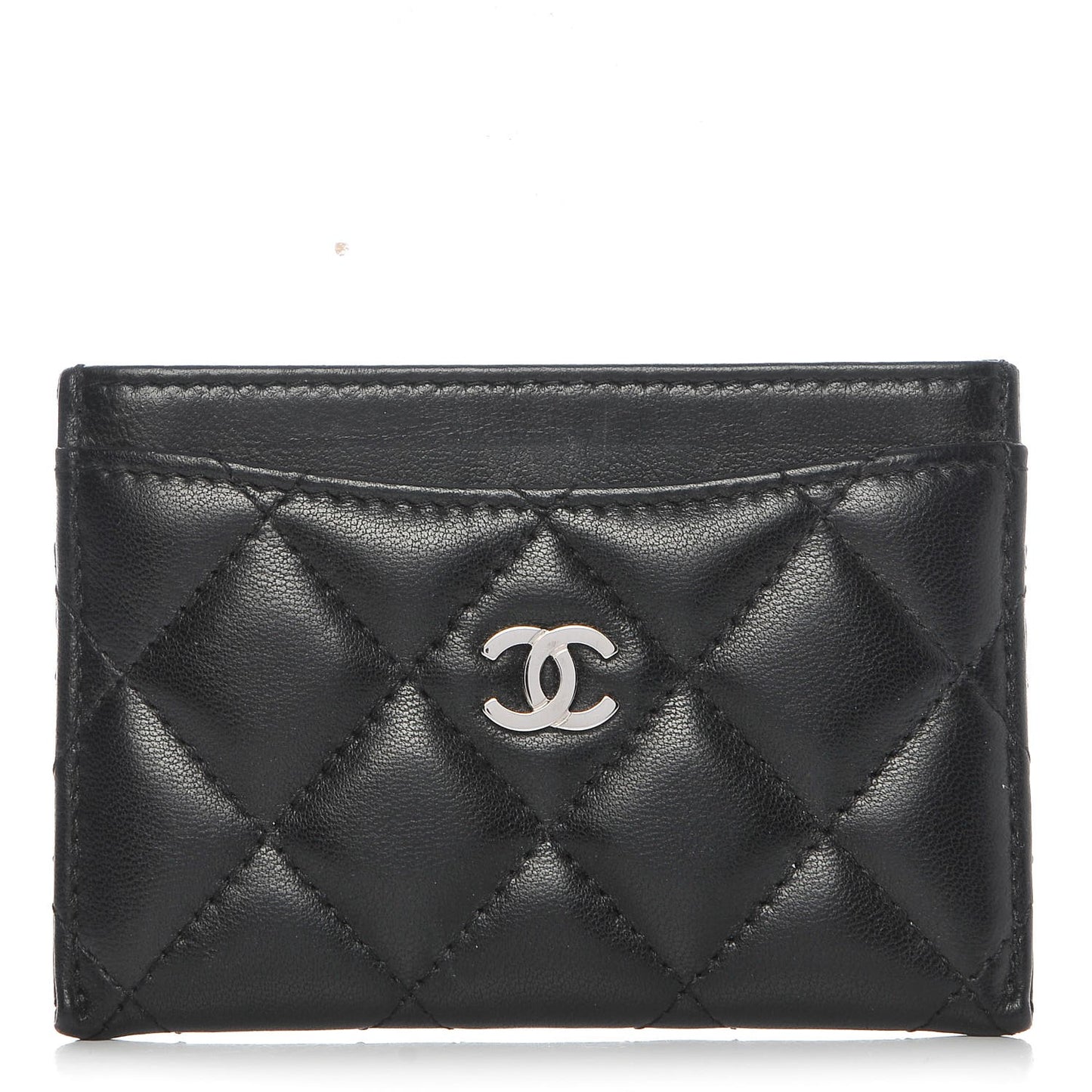 Lambskin Quilted Card Holder Black