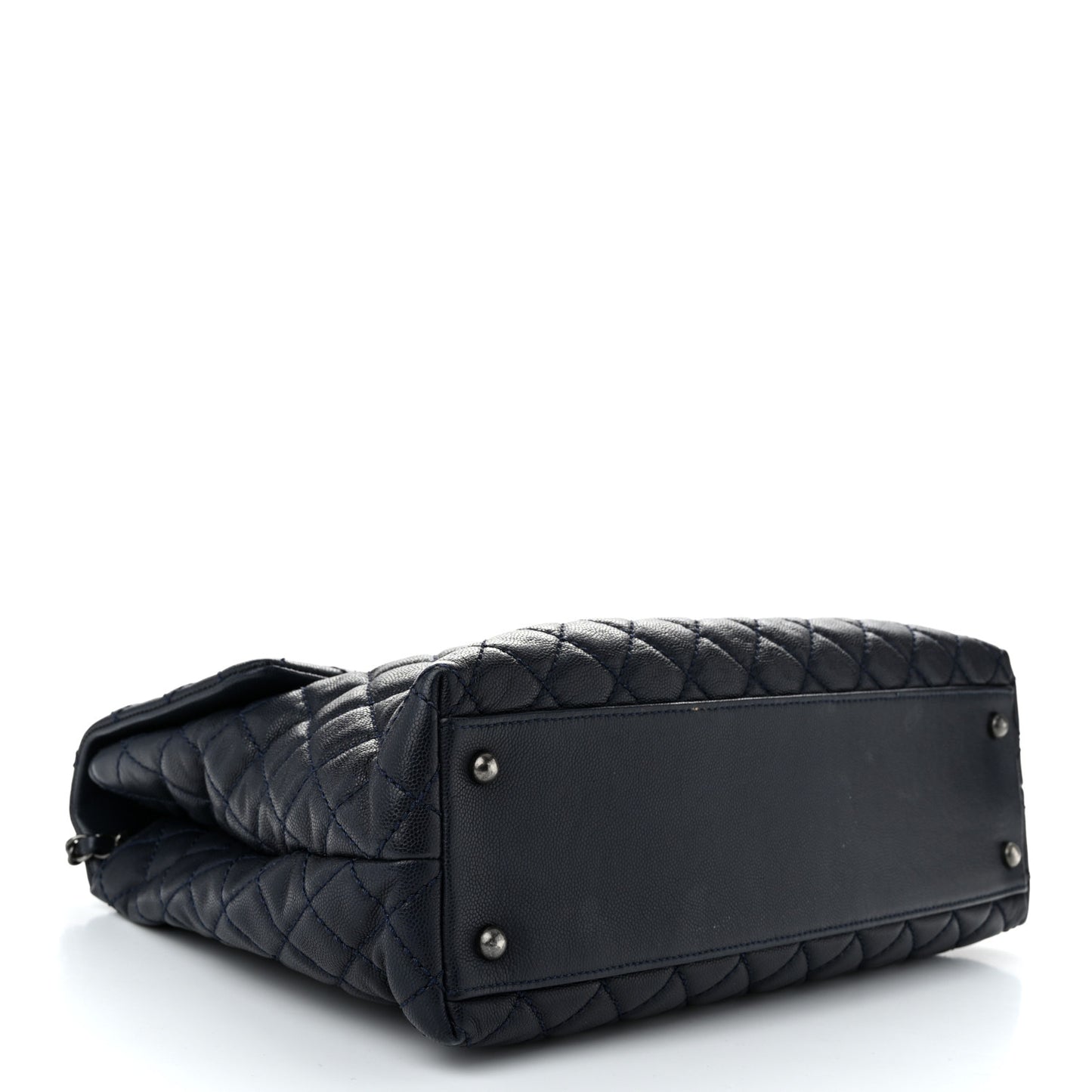 Caviar Quilted Large Coco Handle Flap Navy