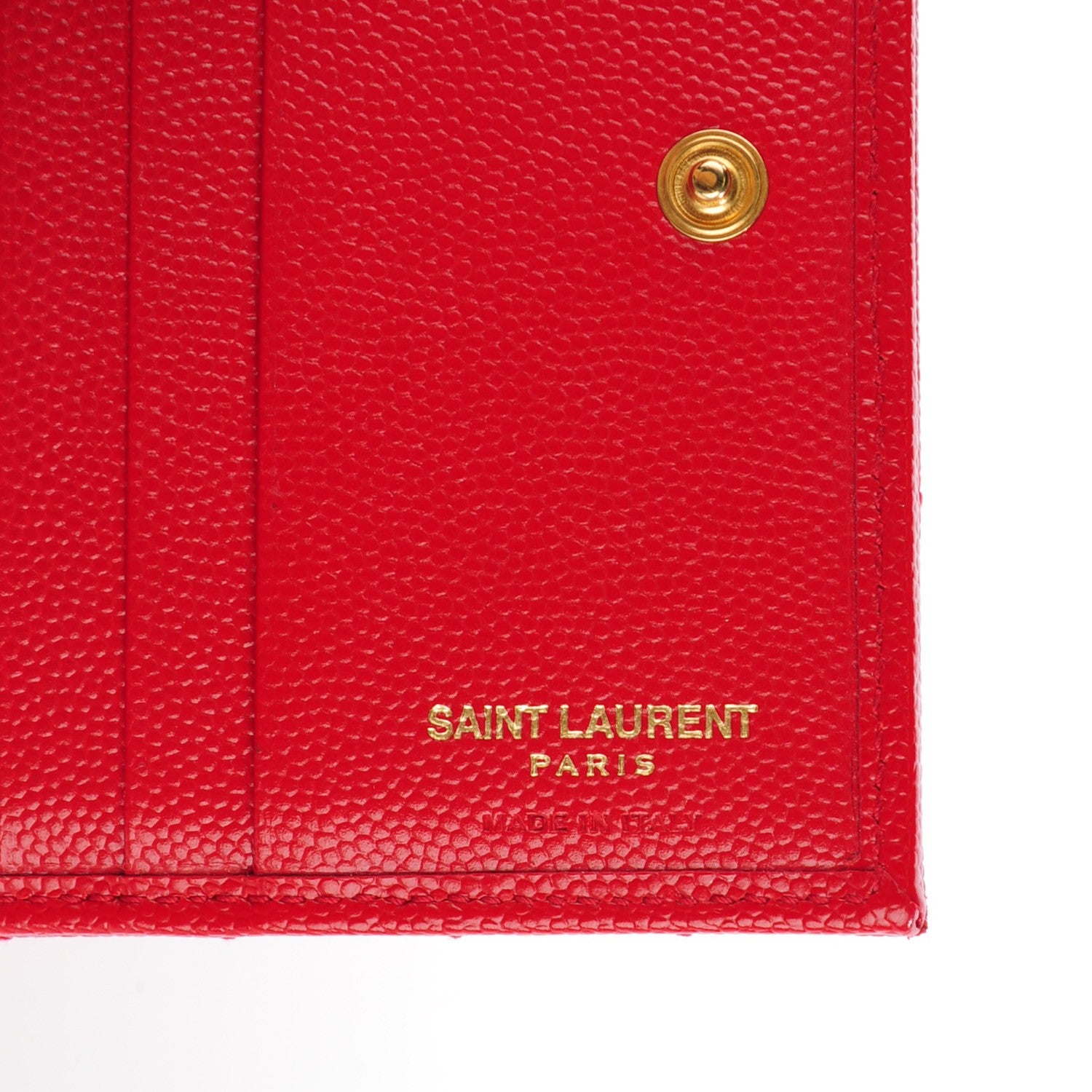 Saint Laurent Grain De Poudre Matelasse Chevron Monogram Compact Wallet Red 5 of 5