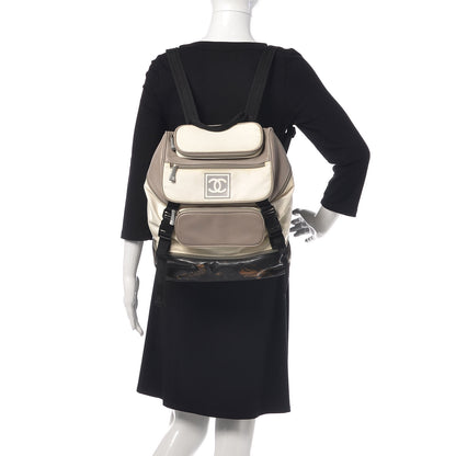 Chanel Nylon Calfskin CC Backpack White Gray 2 of 25