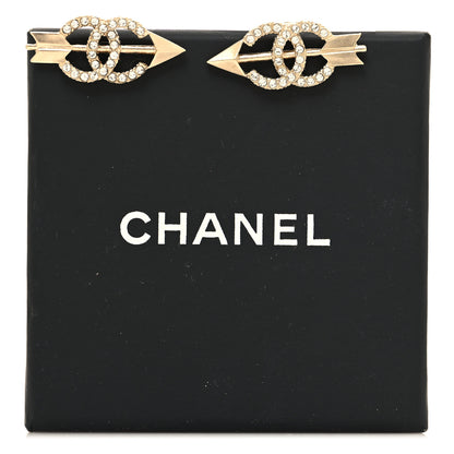 Chanel Metal Crystal CC Arrow Earrings Gold 5 of 5