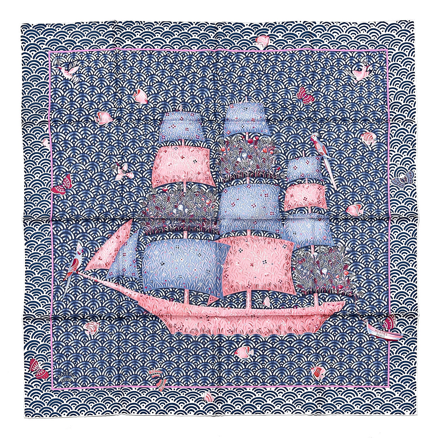 Hermes Silk Bateau Fleuri Scarf 90 1 of 4