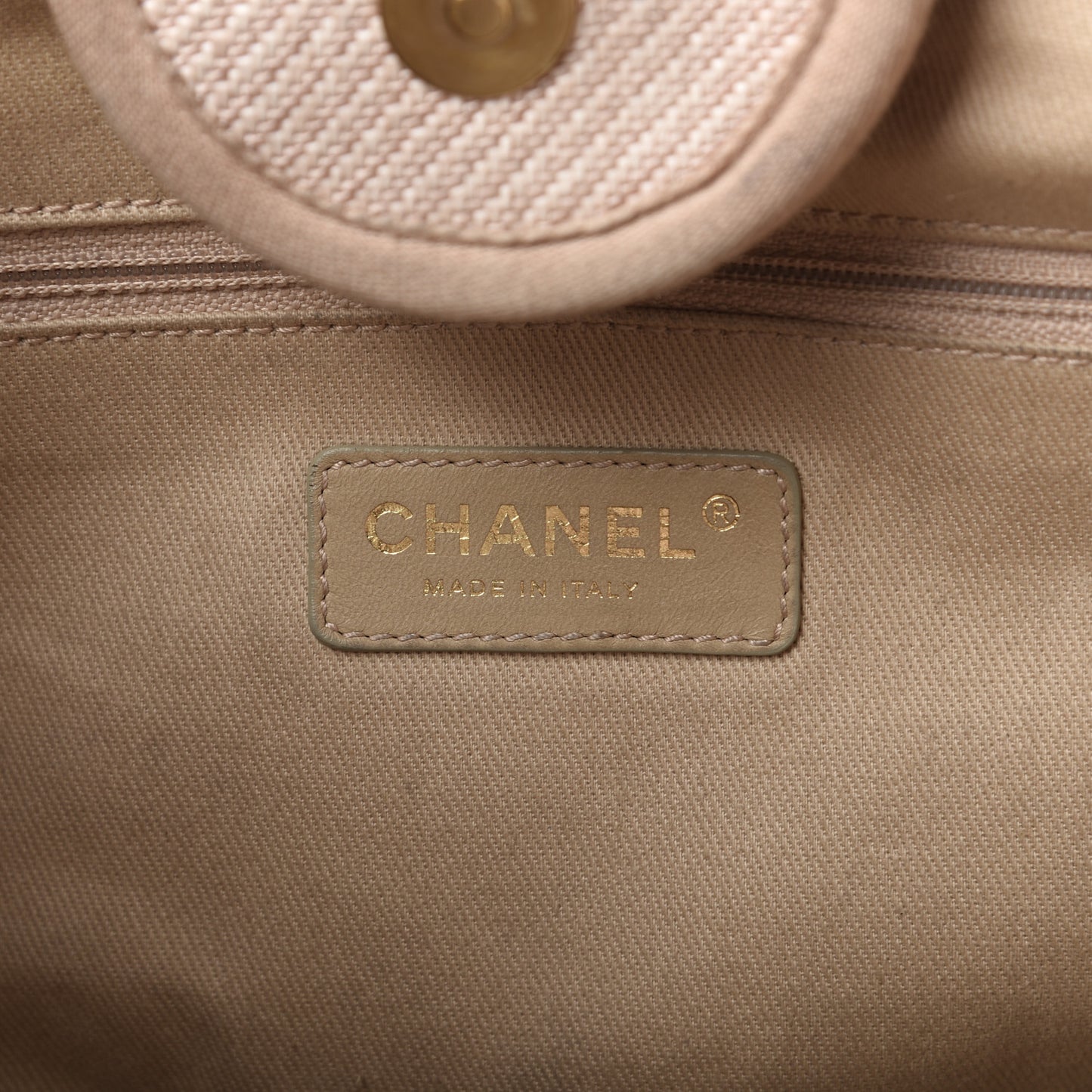 Mixed Fibers Calfskin Medium Deauville Tote Beige