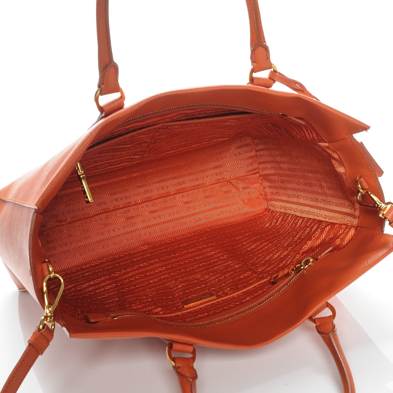 Prada Saffiano Lux Double Handle Shopping Tote Papaya 5 of 8