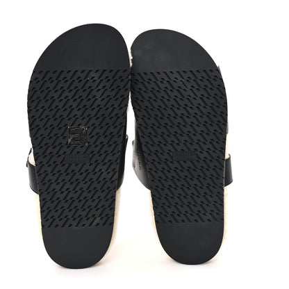 Hermes Calfskin Woolskin Chypre Sandals 40.5 Black Ecru 7 of 9