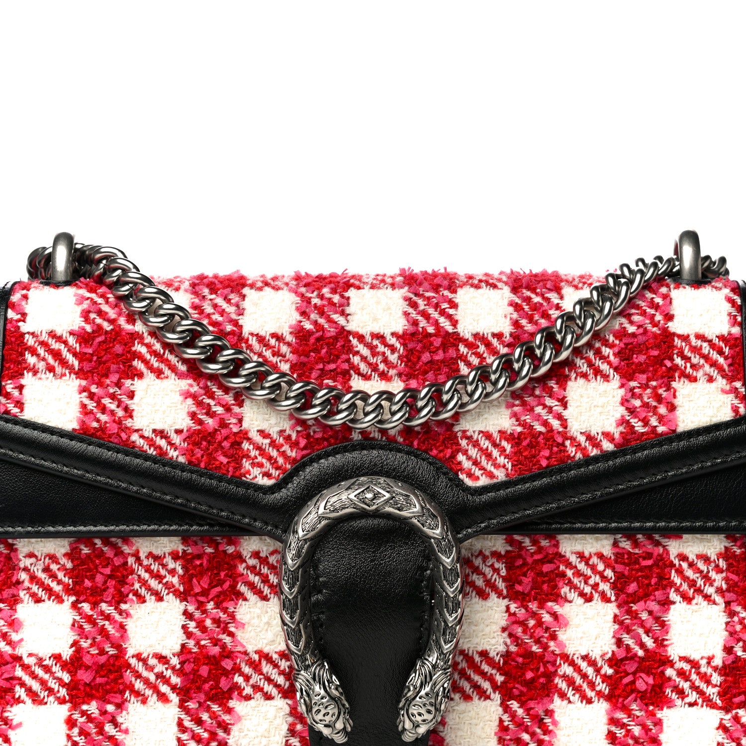 Gucci Tweed Check Small Dionysus Shoulder Bag Black Red 6 of 8