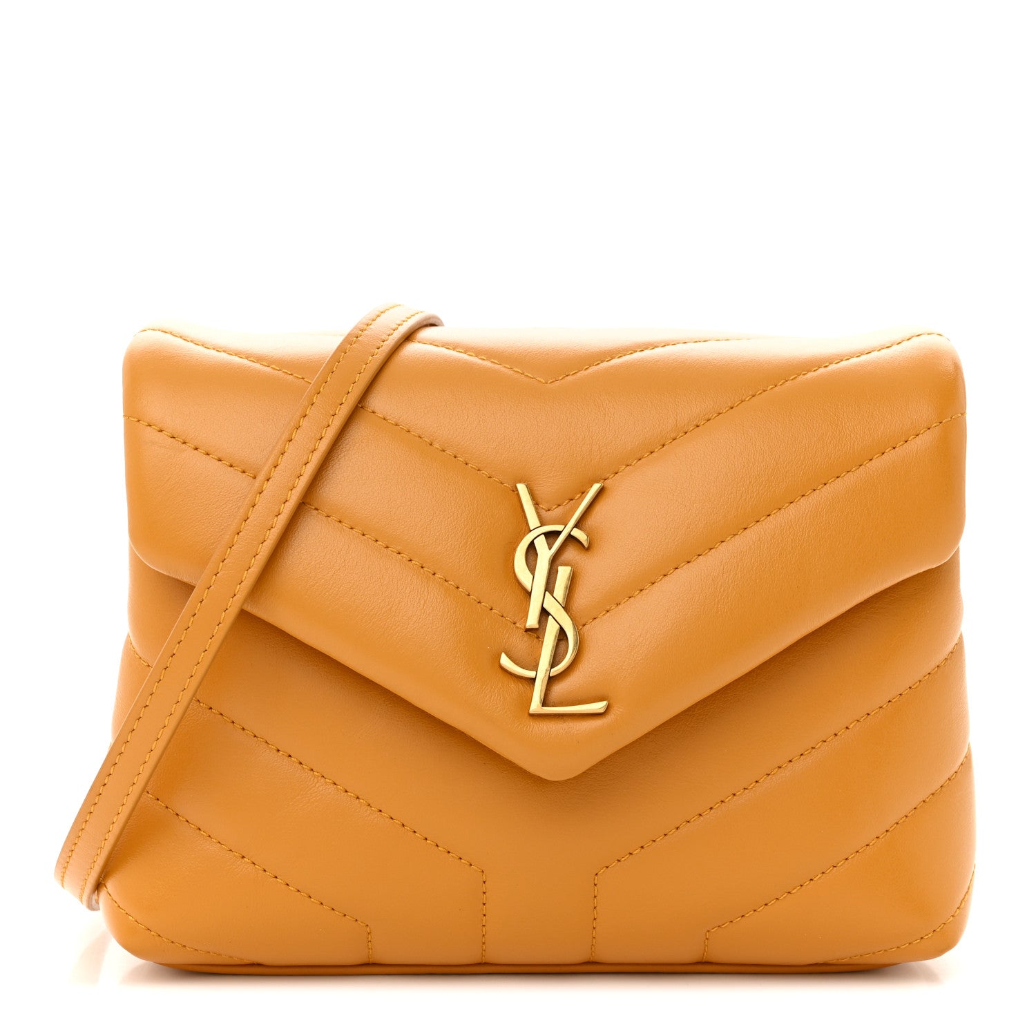 Saint Laurent Calfskin Y Quilted Monogram Toy Loulou Crossbody Bag Cheddar 1 of 12