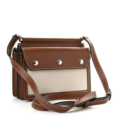 Burberry Smooth Calfskin Canvas Horseferry Print Mini Title Bag with Pocket Natural Malt Brown 3 of 10