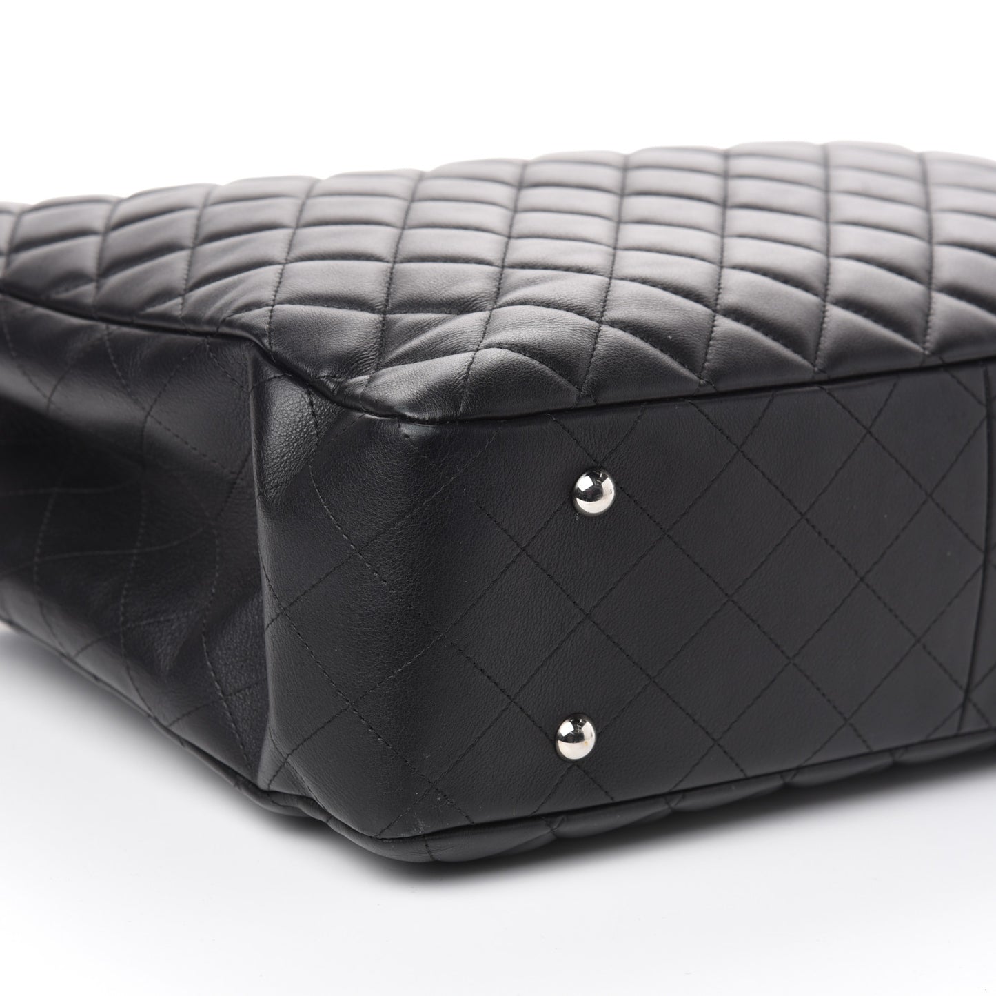 Calfskin Quilted Large Classic Shopping Tote Black