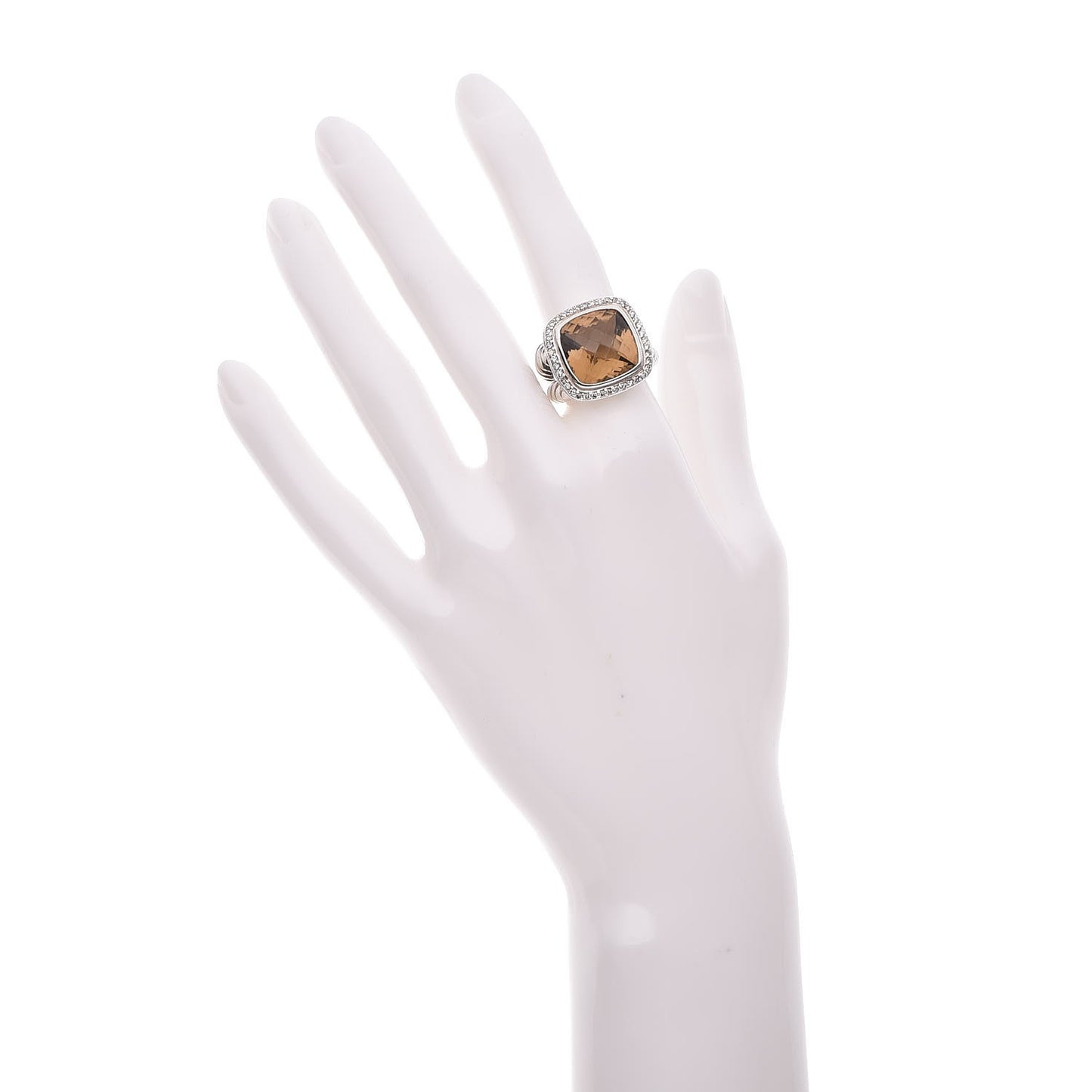 Sterling Silver Diamond Champagne Citrine 14mm Albion Ring 52 6
