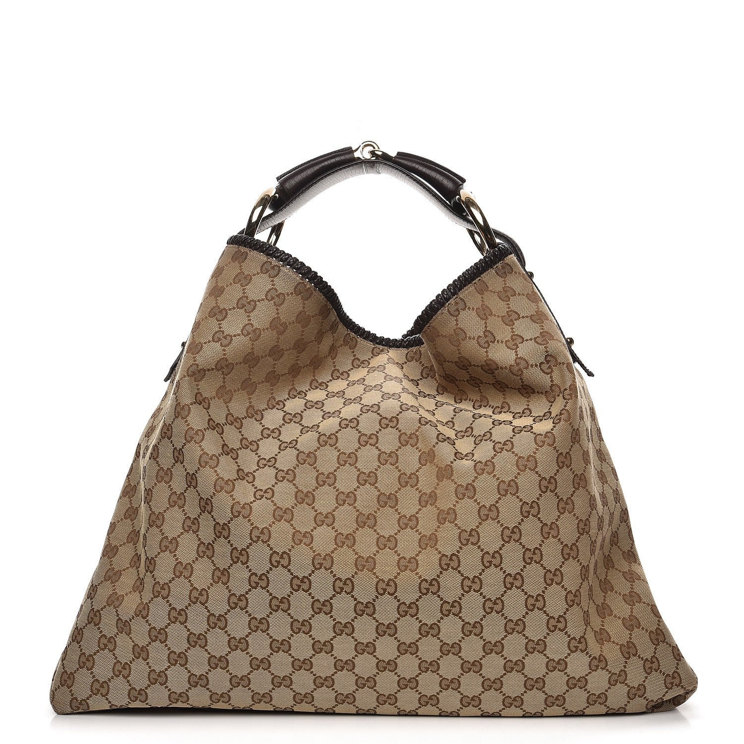 Gucci Monogram Large Horsebit Chain Hobo Dark Brown 1 of 9