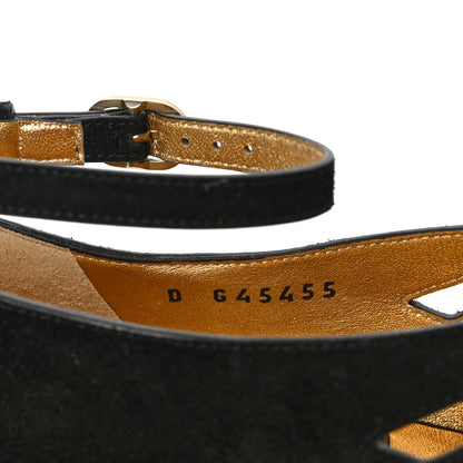 Chanel Suede Calfskin Pearl Shamrock CC Sandals 37 Black 8 of 9