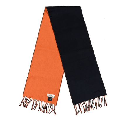 Hermes Cashmere Fringe Double Face Scarf Marine Orange 2 of 3