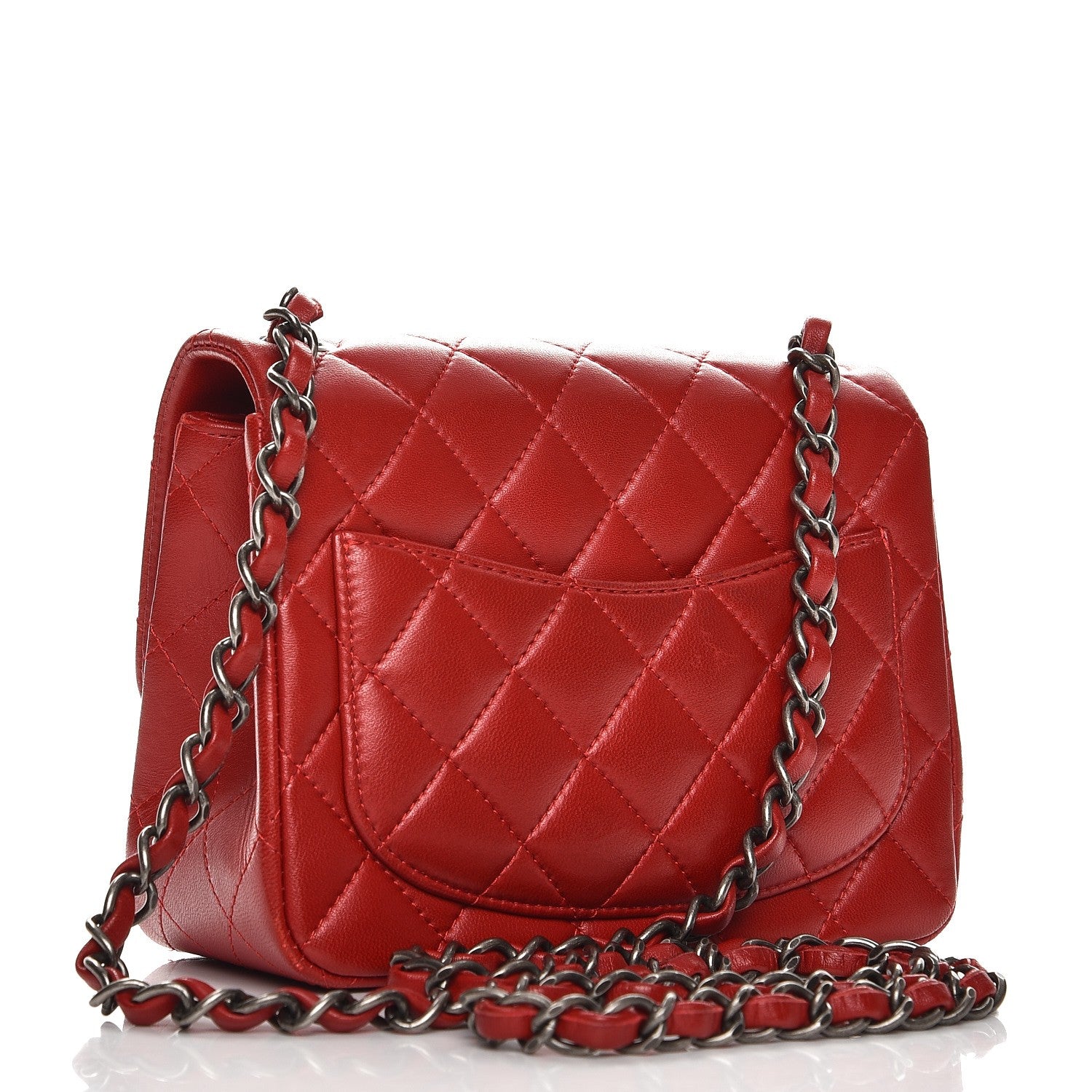 Chanel Lambskin Quilted Mini Square Flap Red 3 of 13