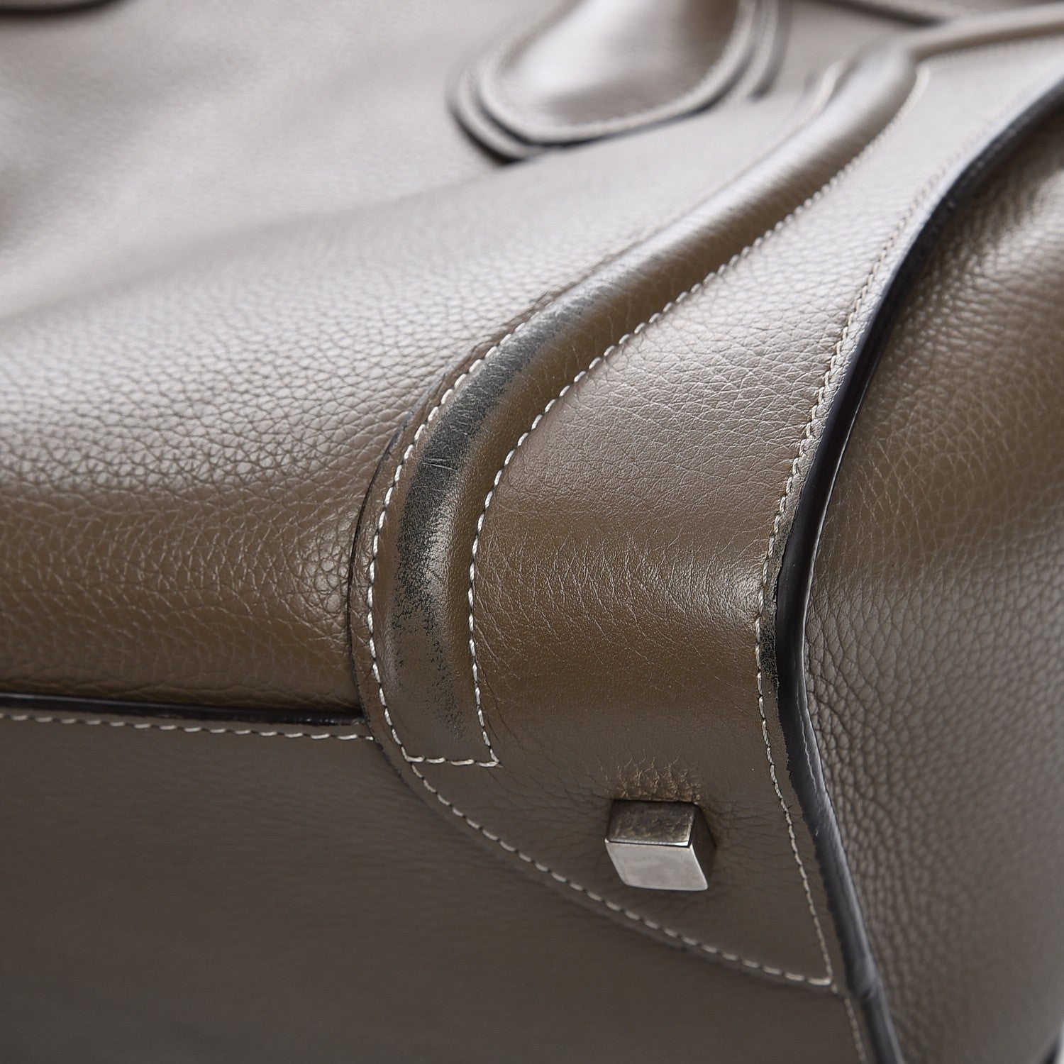Celine Drummed Calfskin Mini Luggage Souris 14 of 17