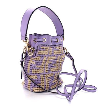 Fendi Raffia Vitello Seta F is Fendi FF Woven Mini Mon Tresor Bucket Bag Anemone Natural 3 of 12