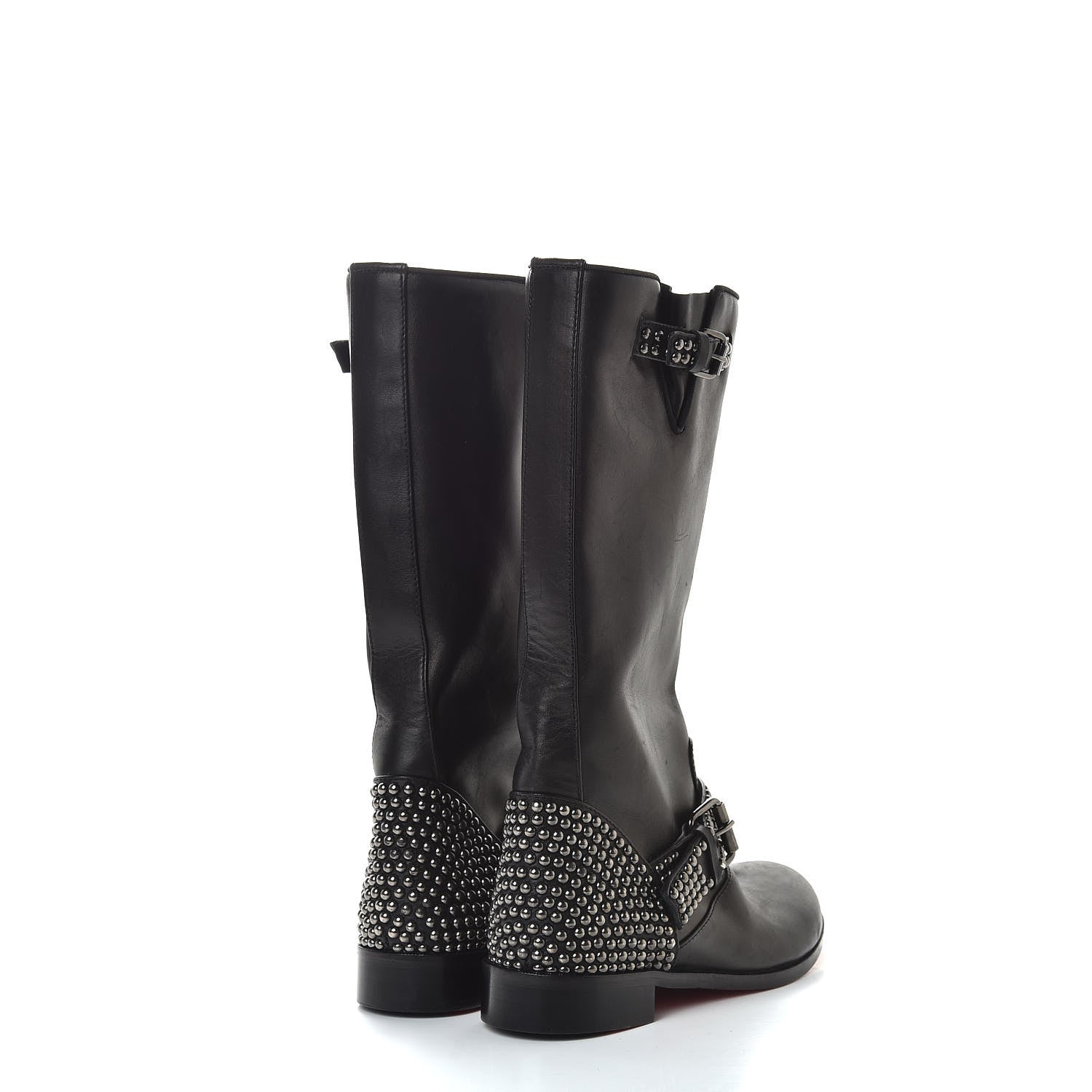 Christian Louboutin Calfskin Studded Bicloubutu 70 Boots 38 Black 4 of 9