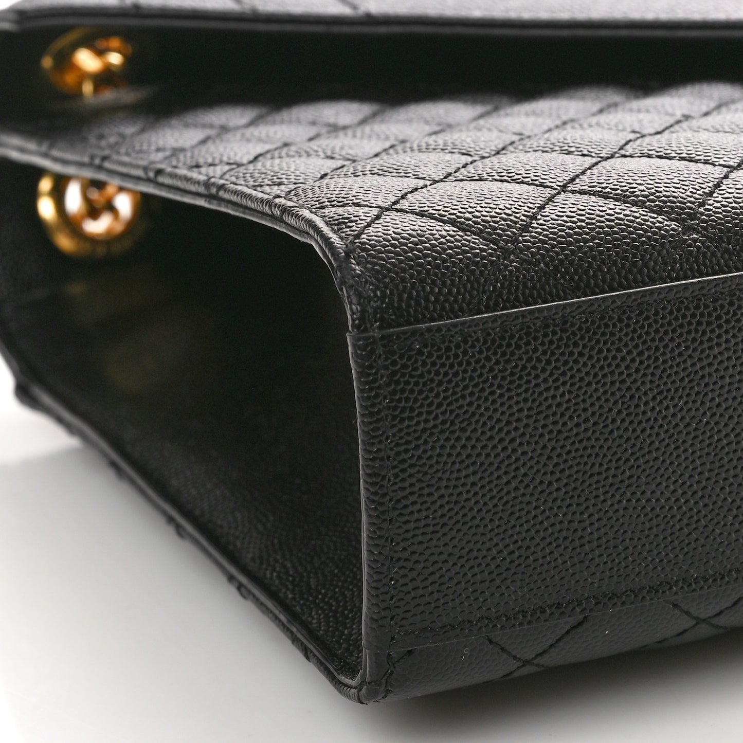 Grain De Poudre Textured Mixed Matelasse Large Triquilt Monogram Satchel Black