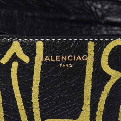 Balenciaga Agneau Arena Graffiti All Over Bazar Chain Shoulder Bag Black Multicolor 7 of 7