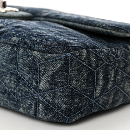 Chanel Denim Quilted Camellia Embroidered Medium Flap Blue 10 of 11