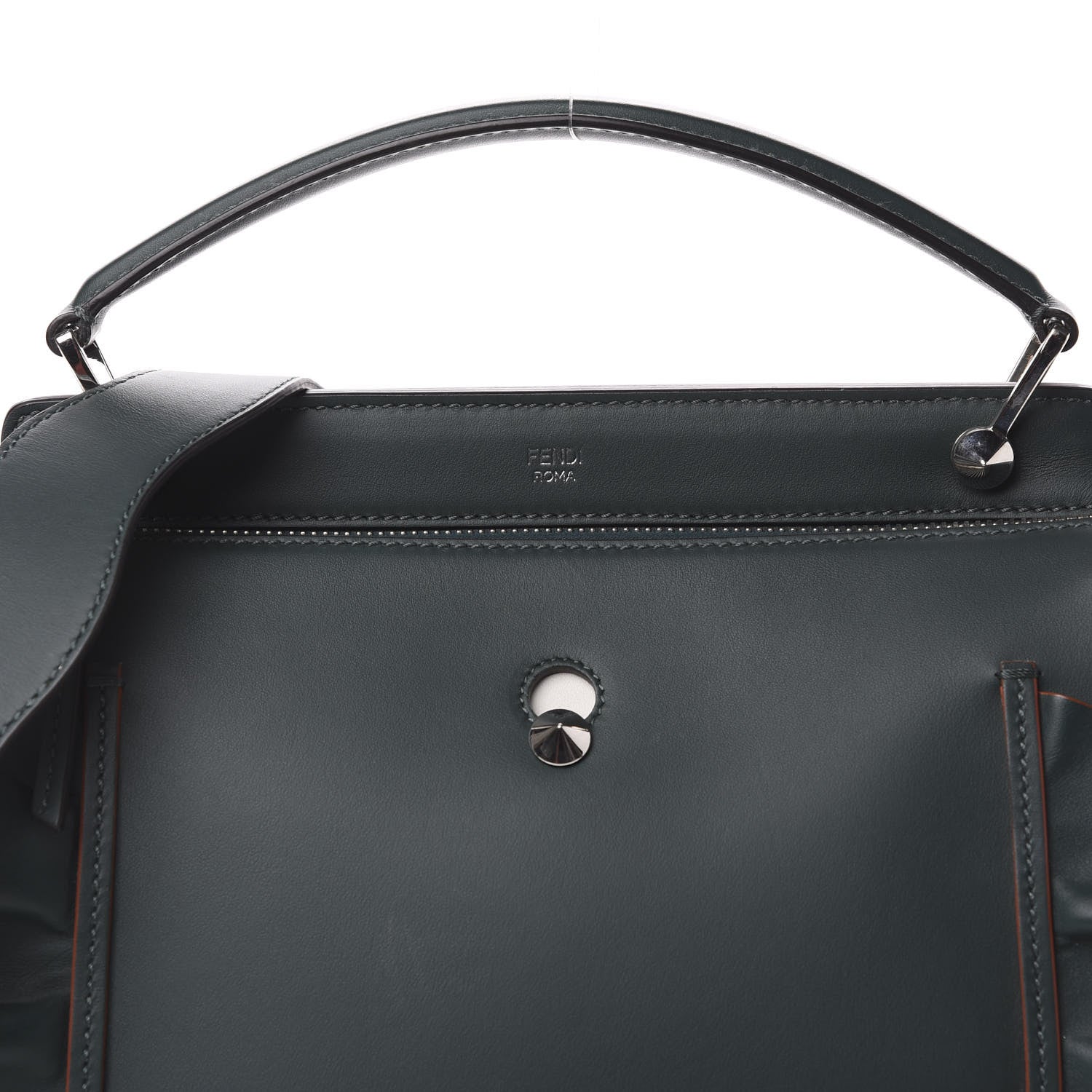 Fendi Vitello Baltico Century Dolce Waves DotCom Satchel Verde Inglese White 16 of 19