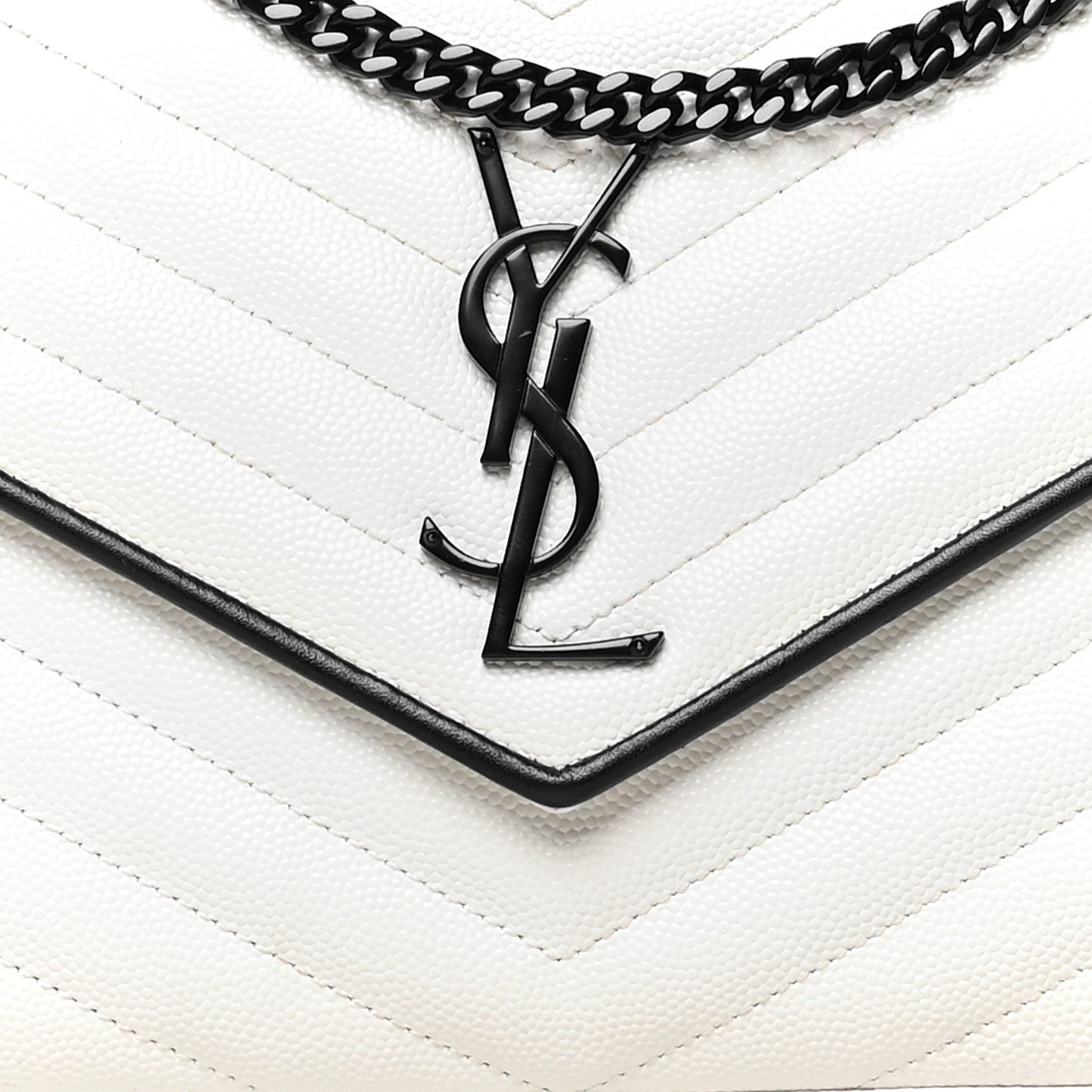 Grain De Poudre Matelasse Monogram Chain Wallet White Black