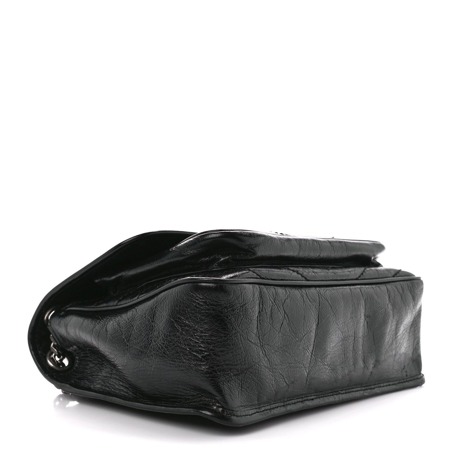 Saint Laurent Crinkled Calfskin Matelasse Monogram Medium Niki Chain Satchel Black 4 of 12