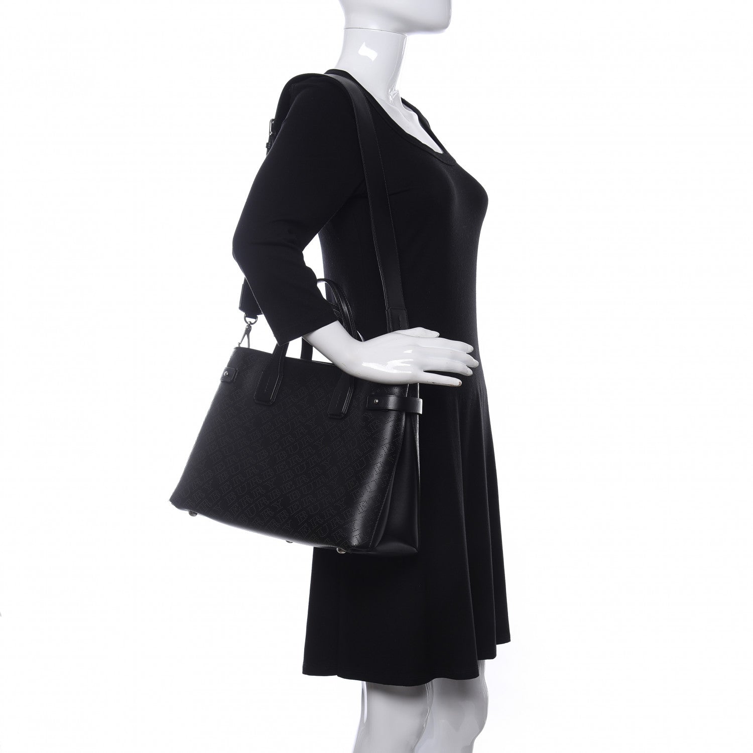 Burberry Calfskin Perforated Medium Banner Tote Black 2 of 13