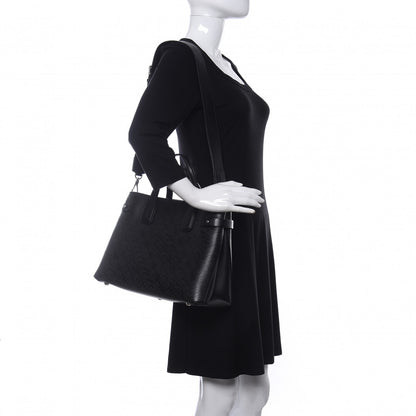 Burberry Calfskin Perforated Medium Banner Tote Black 2 of 13