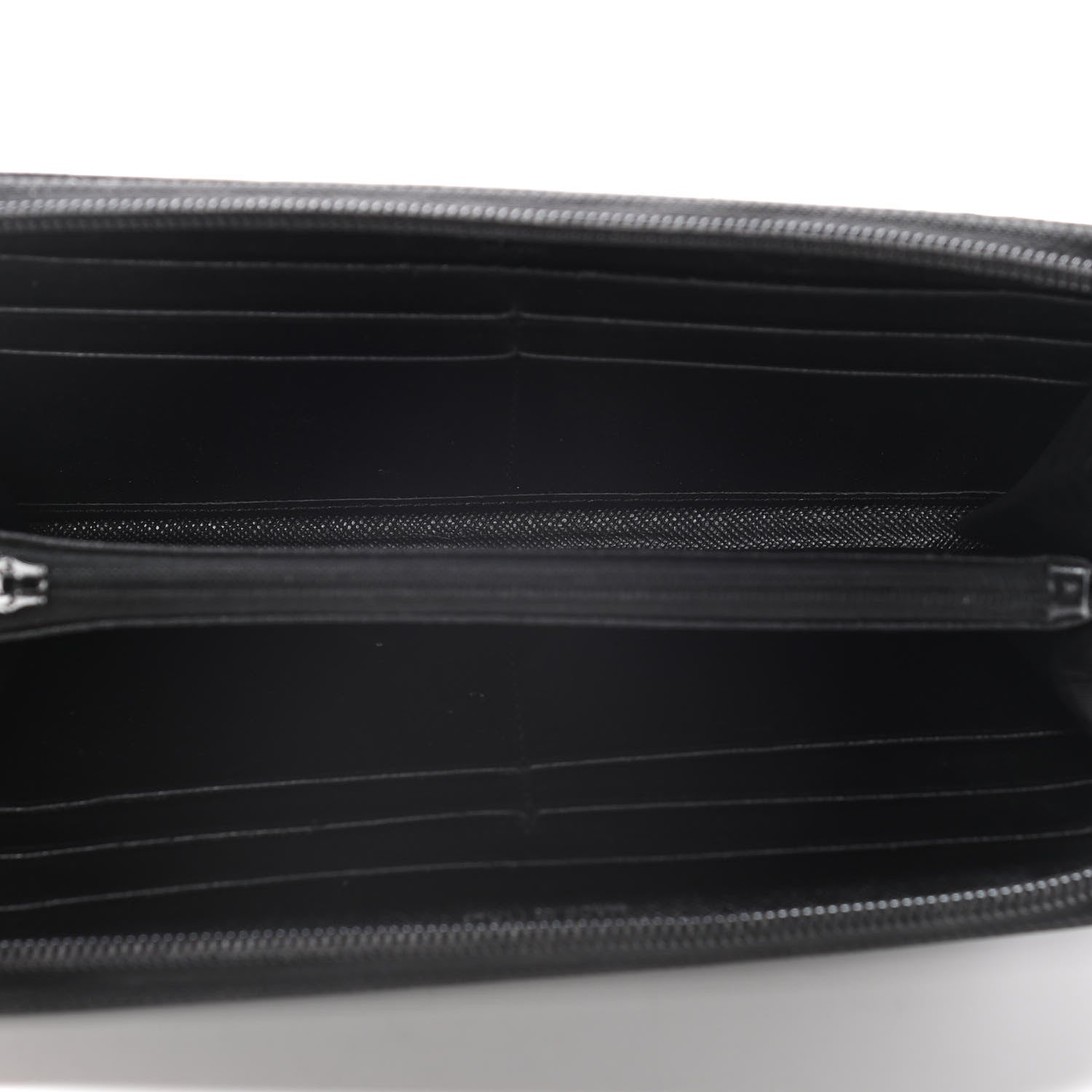 Prada Saffiano Triangle Zip Around Wallet Black 5 of 15