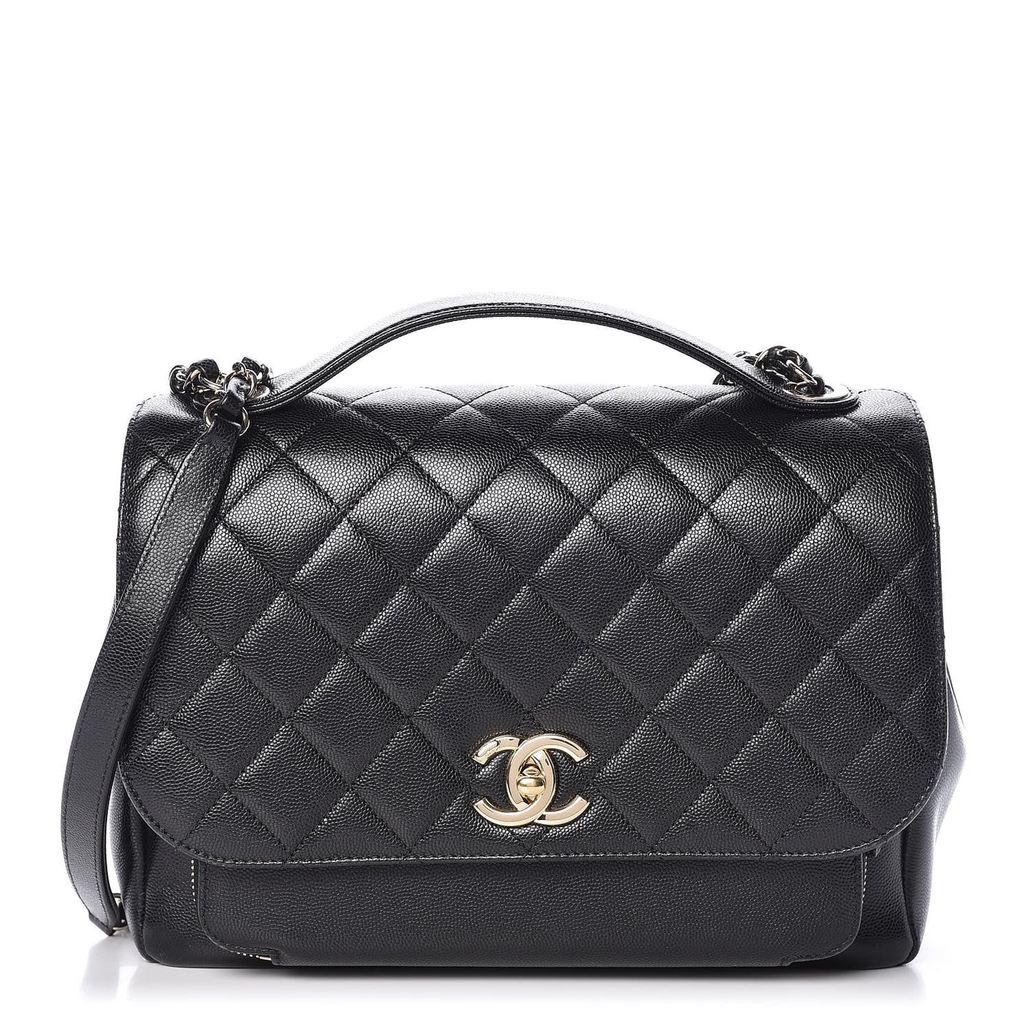 Caviar Quilted Large Business Affinity Flap Black
