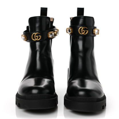 Gucci Calfskin Crystal GG Trip Chelsea Ankle Boots 39.5 Black 2 of 11