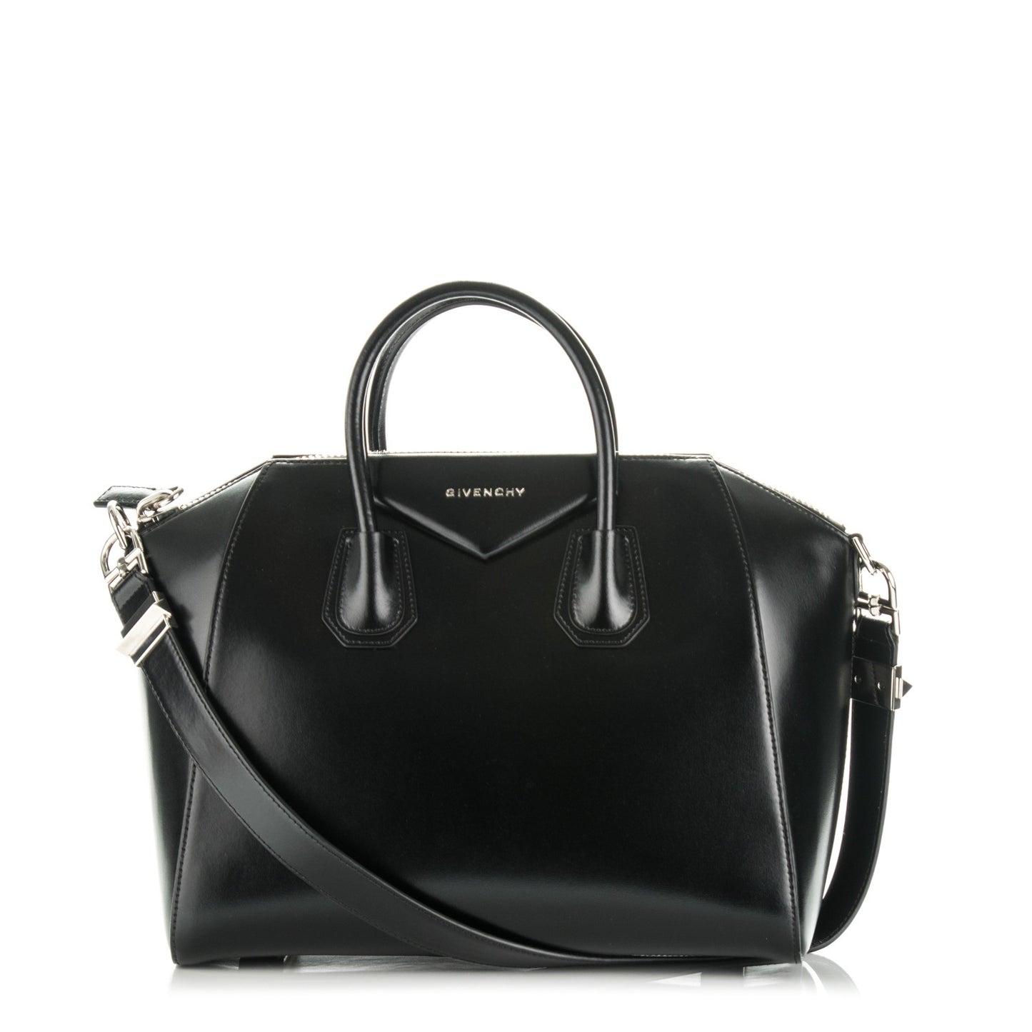 Shiny Lord Calfskin Medium Antigona Black