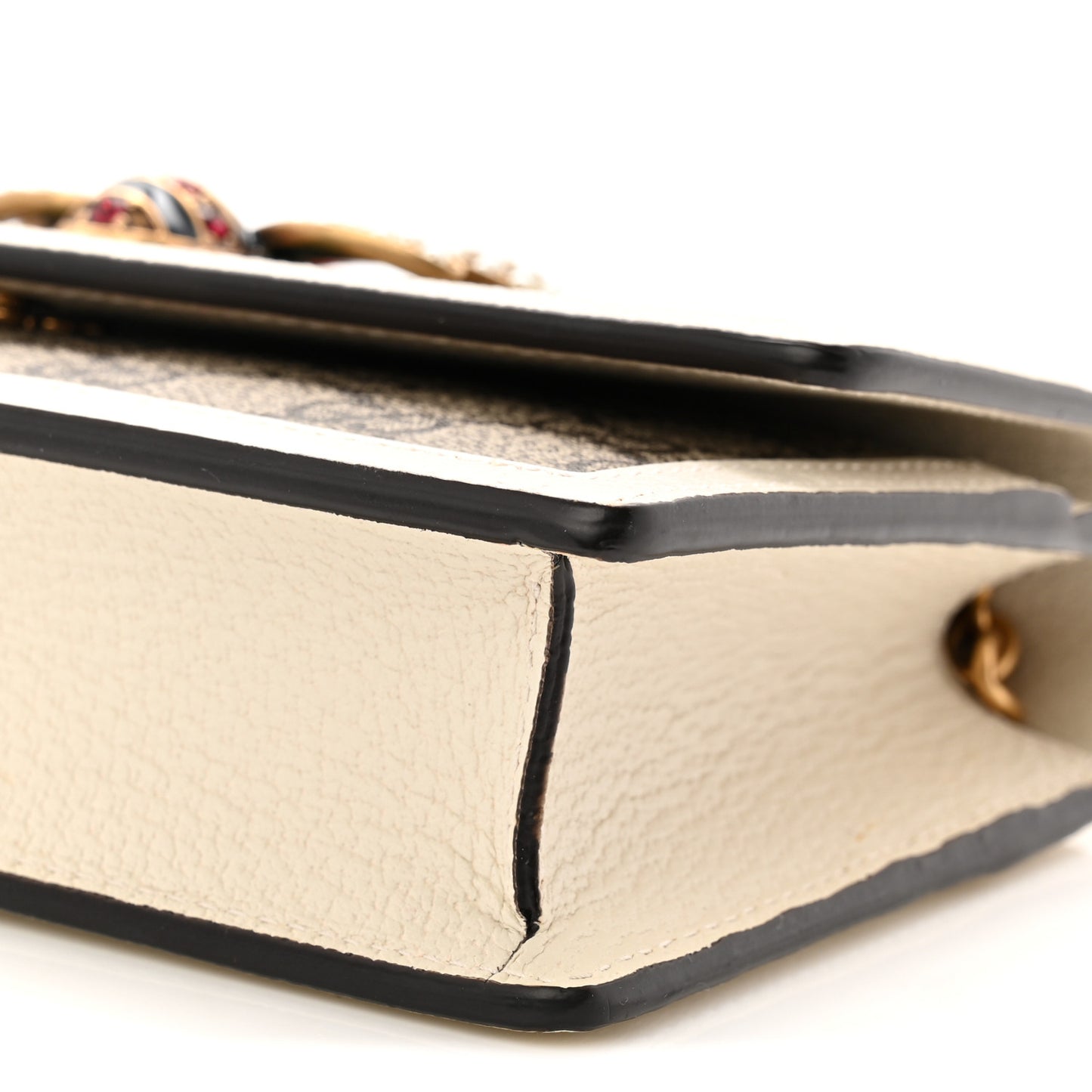 GG Supreme Monogram Web Queen Margaret Chain Wallet White